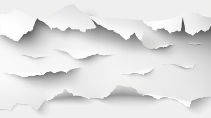 Fototapeta premium White ripped paper torn edges strips isolated on transparent background