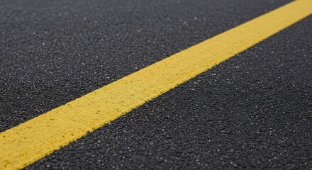Fototapeta premium Yellow road line asphalt texture dark grey background. AI Generated