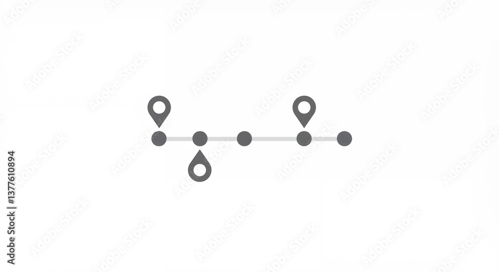 Aufkleber tracking route points with destination pin markers on a simple line