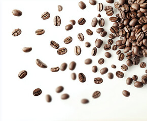 Obraz premium a white background with coffee beans clustered