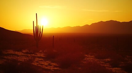 Desert Sunset with Saguaro Silhouette. (4)