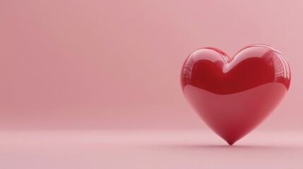Red heart symbol on a soft pink background representing love and affection in a simple design