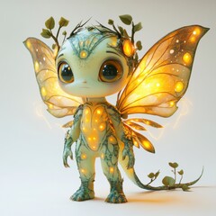 Fototapeta premium Fascinating fairy creature with glowing wings and intricate details in a mystical setting