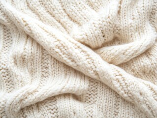 Cozy ivory cable knit wool sweater background with soft texture for winter fashion and comfort concept