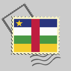 Central African Republic flag postage stamp. Isolated vector illustration on grey post stamp background