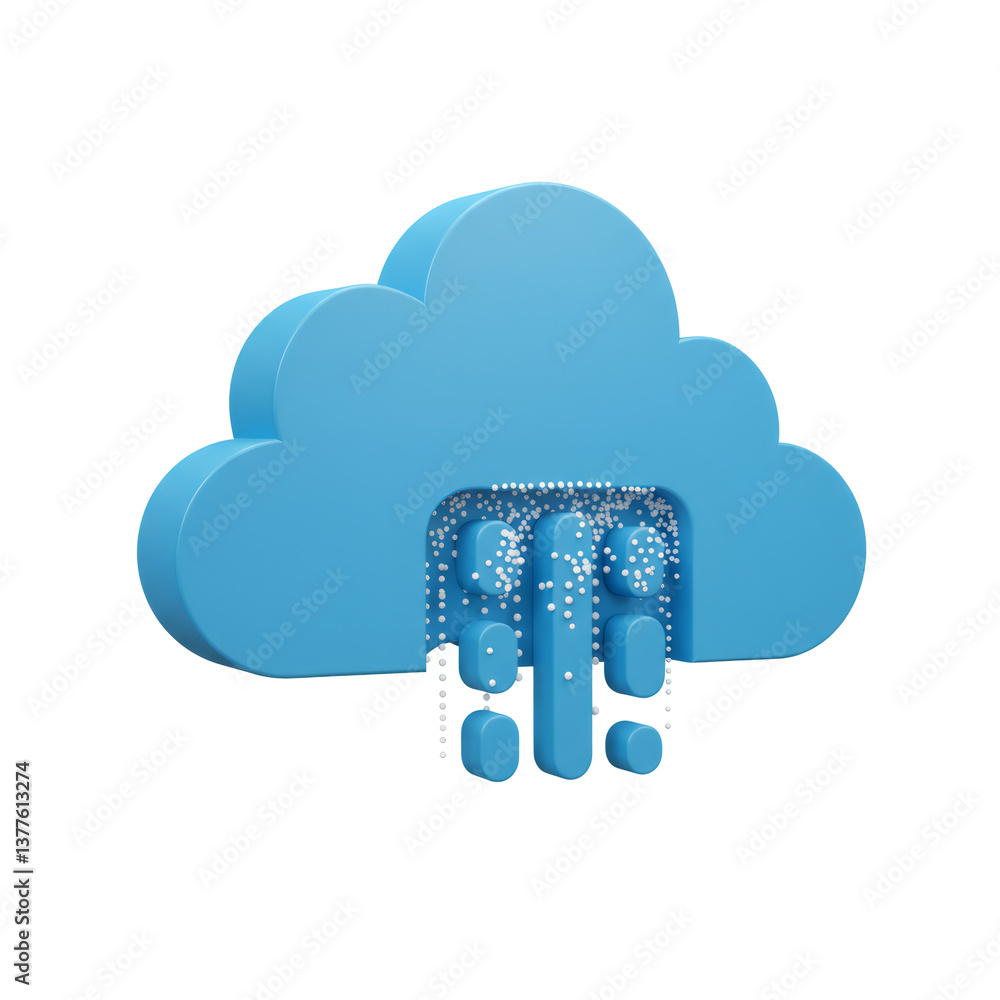 Poster 3d blue cloud computing icon with data transfer