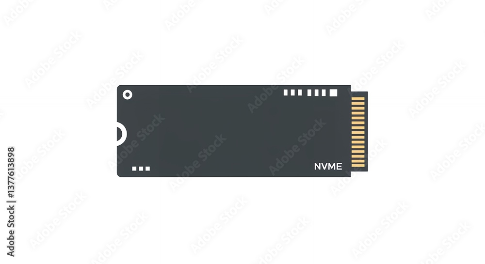 Poster examining minimalist nvme ssd drive for computer upgrade and speed