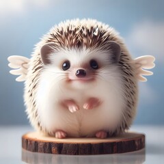 Whimsical Winged Hedgehog with Curious Smile | Adorable Fantasy Hedgehog Illustration with Wings.
