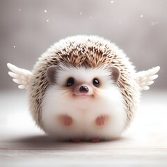 Whimsical Winged Hedgehog with Curious Smile | Adorable Fantasy Hedgehog Illustration with Wings.