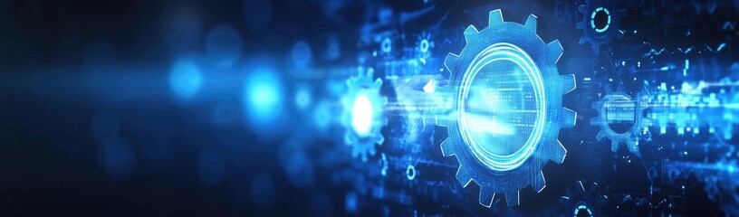 Obraz premium Abstract digital gears in motion