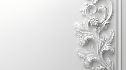 Elegant white architectural decorative embellishment displayed on a plain background