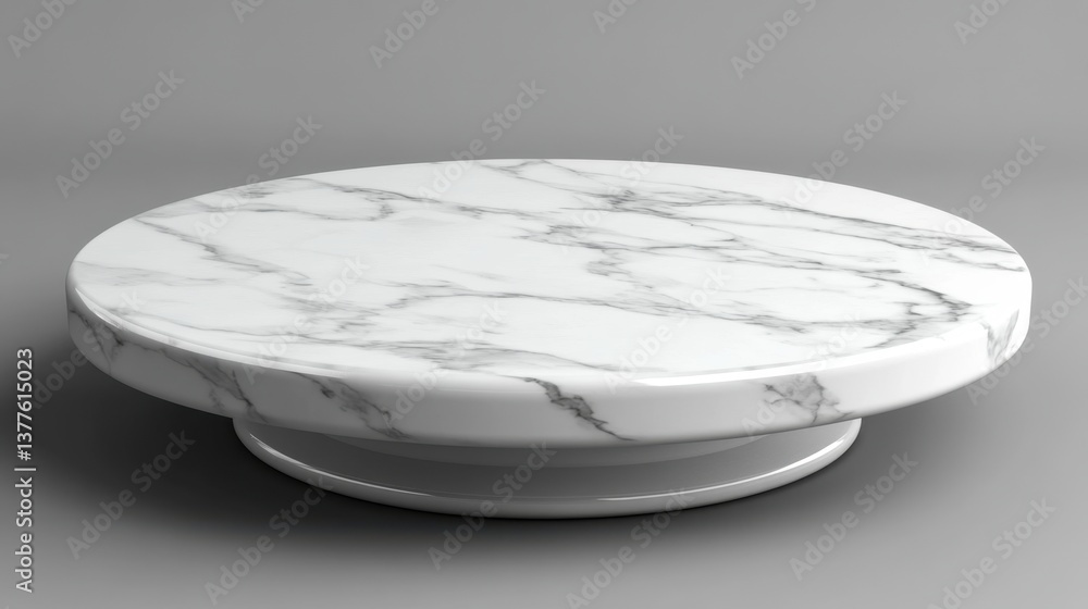Poster elegant marble pedestal on gray backdrop in studio setting showcasing product display with clean lin