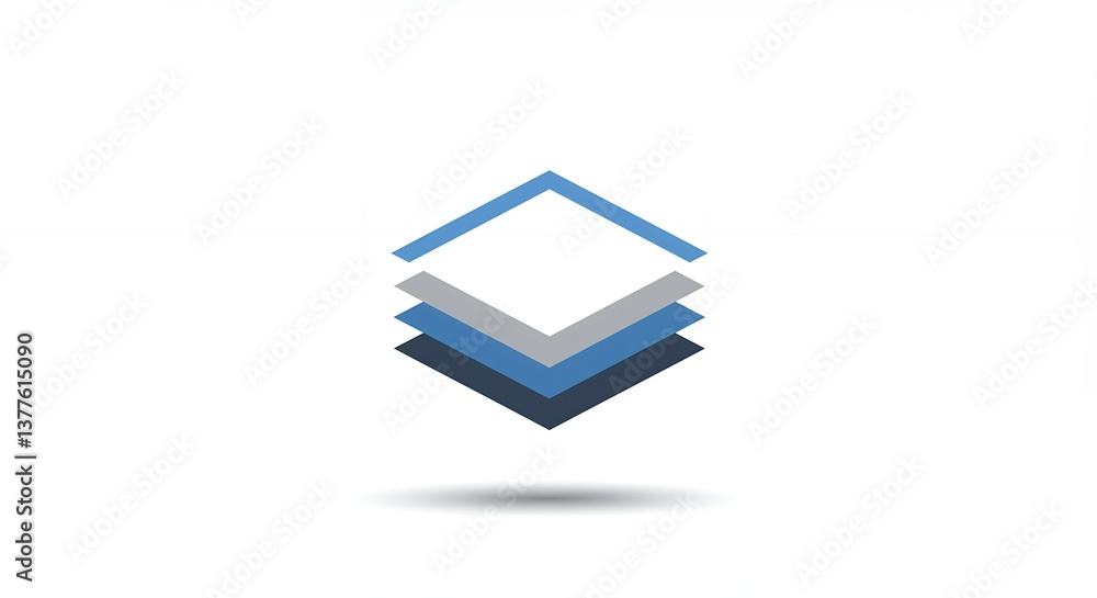 Poster displaying layered squares graphic with a shadow for graphic design concepts