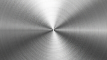 Brushed stainless steel metal texture with circular patterns and reflective surface, ideal for industrial designs, modern backgrounds, high-tech branding, and digital artwork.