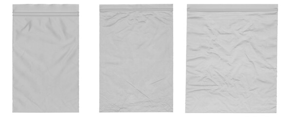 A Set of Realistic Transparent Zip Lock Bag Mockup - High-Quality Overlay Texture for Packaging and Design Projects © WeblyWork