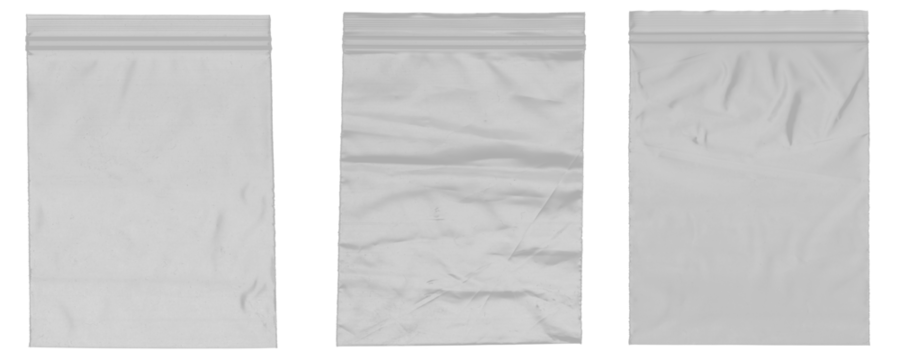 A Set of High-Resolution Wrinkled Polyethylene Bag Texture - Realistic Zippered Bag Mockup for Overlay Effects