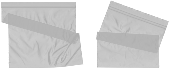 A Set of Clear and Stylish Zippered Pouch Mockup - Realistic Wrinkled Plastic Texture for Overlay and Graphic Design