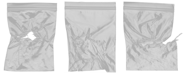 A Set of Realistic Polyethylene Overlay Texture - Transparent Zip Lock Bag Mockup With Wrinkled Surface Effect