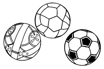 Obraz premium Soccer Ball Set – Realistic 3D and Minimalist Hand-Drawn Vector Illustration