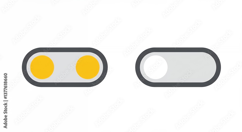 Poster toggle switches depicting on and off states with simple design