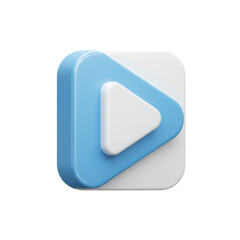 3D Style Light Blue and White Play Button Icon