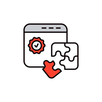 Puzzle Piece Colored Vector Icon for Ruby Component Integration.