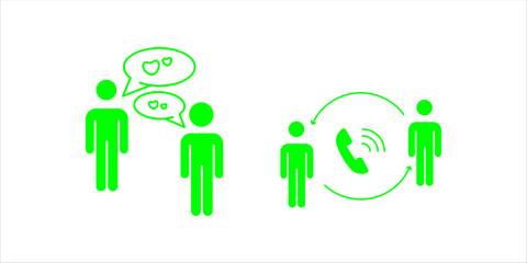 Love icon with two people and heart. Simple symbols of connection and affection. icon set