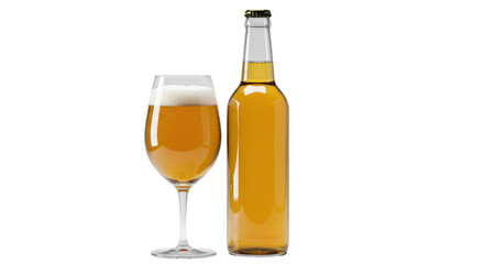 Isolated Beer Glass and Bottle