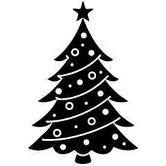 Christmas tree with ornament and light silhouette vector illustration 