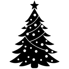 Christmas tree with ornament and light silhouette vector illustration 