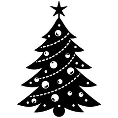 Christmas tree with ornament and light silhouette vector illustration 