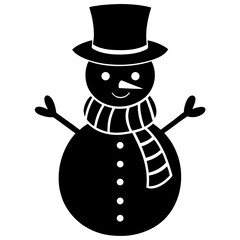 Happy snowman with scarf and broom enjoying winter holiday