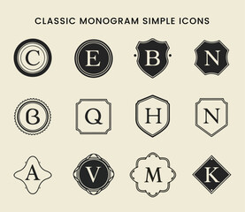 Elegant Vintage Monogram Logos Classic Letter Badge Designs for Branding & Personalization