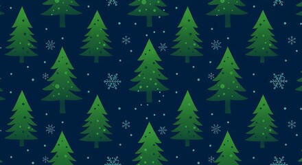 Obraz premium Midnight Evergreen: Festive Winter Tree Pattern AI Generated