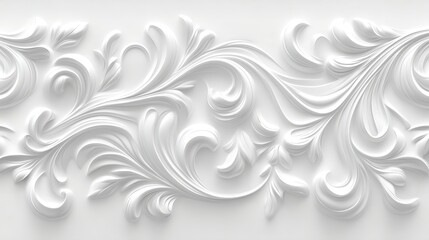 Fototapeta premium Beautiful decorative white floral pattern composed of stylized plant elements