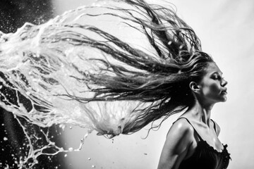 Fototapeta premium Hair, fabric, or water adding dynamic motion to the frame