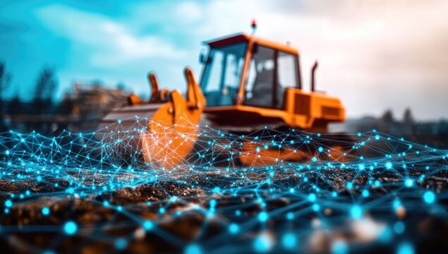 Construction vehicle connected to a digital network