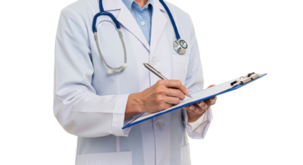Isolated Doctor with Clipboard