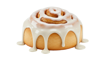 Isolated Cinnamon Roll with Icing