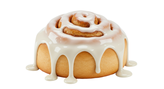 Isolated Cinnamon Roll with Icing