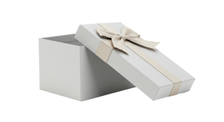 Isolated Open Gift Box with Ribbon