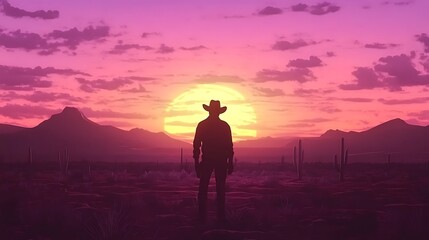 Cowboy Sunset Desert Silhouette. (5)