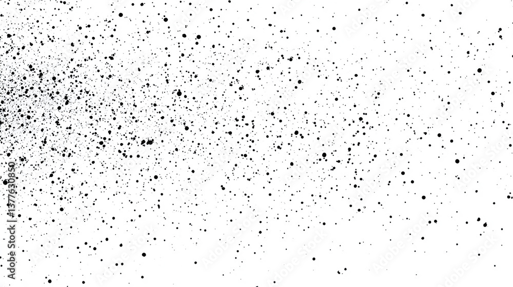 Poster a scattered array of black dots on a white background creating a textured and speckled effect overal