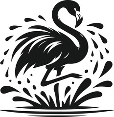 Black flamingo vector