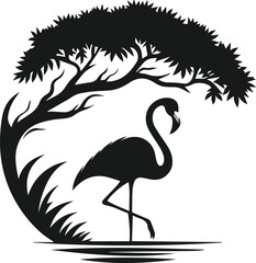 Black flamingo vector