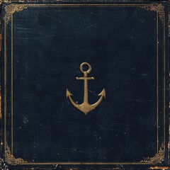 A vintage-style image featuring a golden anchor on a dark textured background, emphasizing nautical themes and classic design. © Ant