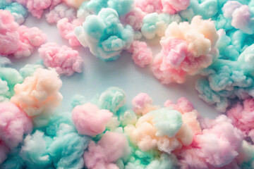 Fototapeta premium Use soft, fluffy cotton clouds with pastel tones as the backdrop for a dreamy, whimsical vibe