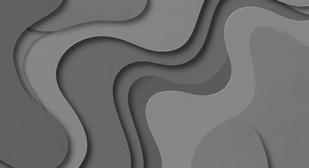 Abstract grayscale papercut design flowing waves create depth and texture. AI Generated