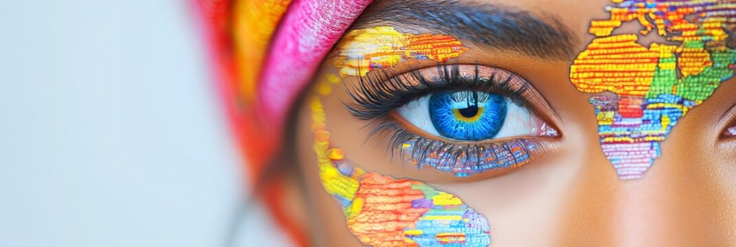 Global Vision Woman s Eye With World Map For World Sight Day, Diversity, International Concept