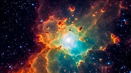 Naklejka premium Celestial Nebula Cosmic Dust And Starscape Display